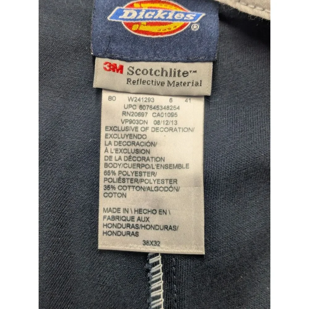 Dickies 38x32 Navy Work Pants Hi Vis Reflective Utility Safety Workwear